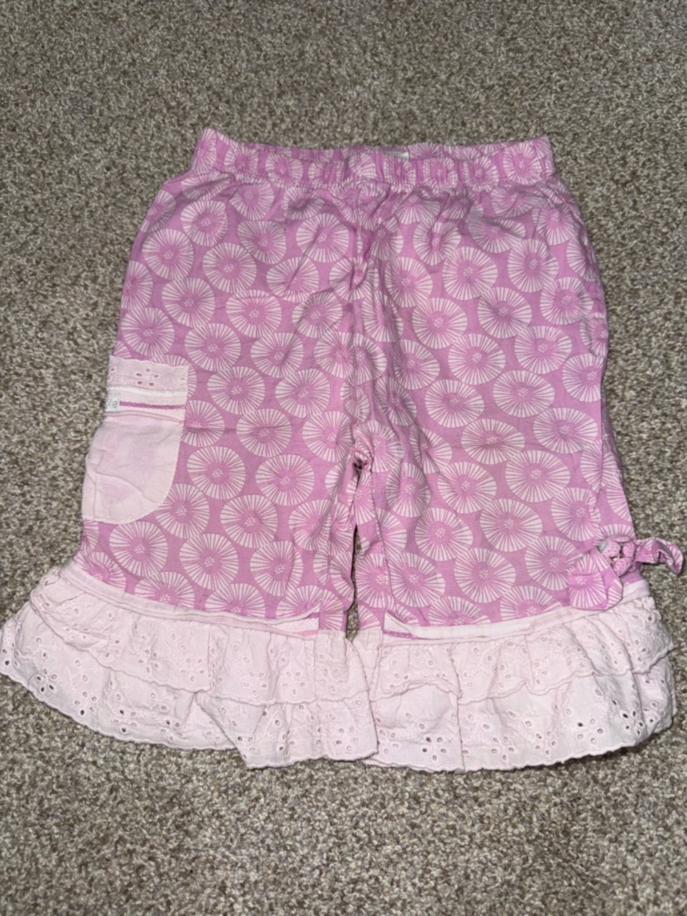 naartjie Pink Patterned Ruffle Capri Pants